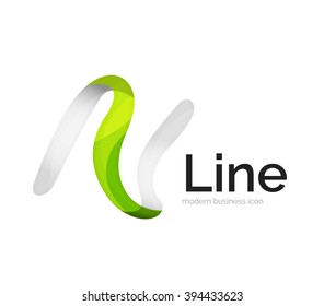 Modern vector ribbon logo, multicolored curve line with transparent elements. Business swirl icon