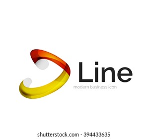 Modern vector ribbon logo, multicolored curve line with transparent elements. Business swirl icon