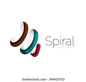 Modern vector ribbon logo, multicolored curve line with transparent elements. Business swirl icon