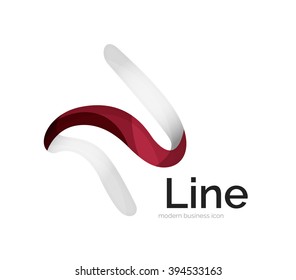 Modern vector ribbon logo, multicolored curve line with transparent elements. Business swirl icon