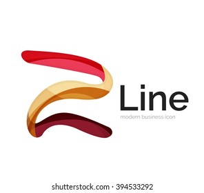 Logotipo de cinta vectorial moderno, línea de curva multicolor con elementos transparentes. Icono de giro comercial