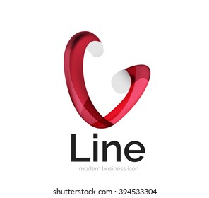 Modern vector ribbon logo, multicolored curve line with transparent elements. Business swirl icon