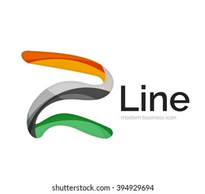 Logotipo de cinta vectorial moderno, línea de curva multicolor con elementos transparentes. Icono de giro comercial