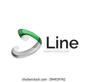 Modern vector ribbon logo, multicolored curve line with transparent elements. Business swirl icon