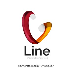 Modern vector ribbon logo, multicolored curve line with transparent elements. Business swirl icon