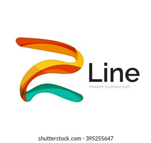 Logotipo de cinta vectorial moderno, línea de curva multicolor con elementos transparentes. Icono de giro comercial
