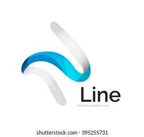 Modern vector ribbon logo, multicolored curve line with transparent elements. Business swirl icon