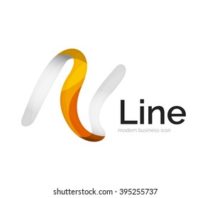 Logotipo de cinta vectorial moderno, línea de curva multicolor con elementos transparentes. Icono de giro comercial