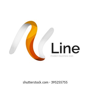 Modern vector ribbon logo, multicolored curve line with transparent elements. Business swirl icon