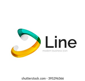 Modern vector ribbon logo, multicolored curve line with transparent elements. Business swirl icon