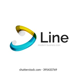 Modern vector ribbon logo, multicolored curve line with transparent elements. Business swirl icon