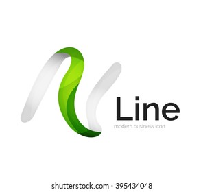 Modern vector ribbon logo, multicolored curve line with transparent elements. Business swirl icon