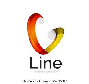 Modern vector ribbon logo, multicolored curve line with transparent elements. Business swirl icon