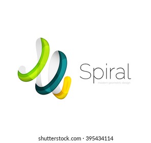Logotipo de cinta vectorial moderno, línea de curva multicolor con elementos transparentes. Icono de giro comercial