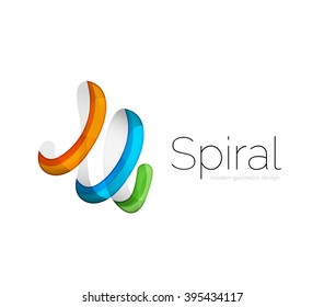 Logotipo de cinta vectorial moderno, línea de curva multicolor con elementos transparentes. Icono de giro comercial
