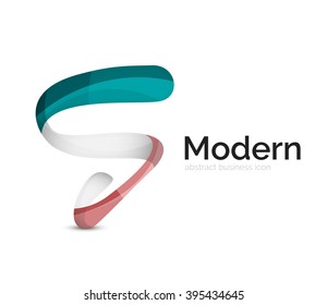 Modern vector ribbon logo, multicolored curve line with transparent elements. Business swirl icon