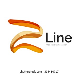 Modern vector ribbon logo, multicolored curve line with transparent elements. Business swirl icon