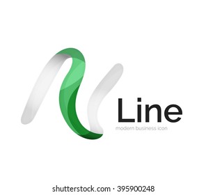 Logotipo de cinta vectorial moderno, línea de curva multicolor con elementos transparentes. Icono de giro comercial