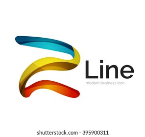 Modern vector ribbon logo, multicolored curve line with transparent elements. Business swirl icon