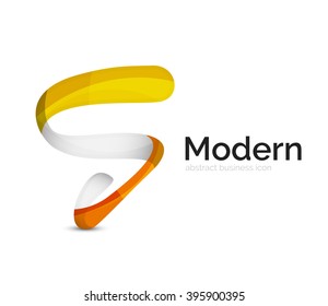 Modern vector ribbon logo, multicolored curve line with transparent elements. Business swirl icon