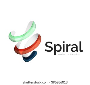 Modernes Vektorband-Logo, mehrfarbige Linie mit transparenten Elementen. Business Swirl Symbol