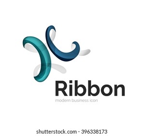 Modern vector ribbon logo, multicolored curve line with transparent elements. Business swirl icon Modern vector ribbon logo, multicolored curve line with transparent elements. Business swirl icon