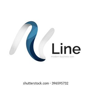 Modern vector ribbon logo, multicolored curve line with transparent elements. Business swirl icon