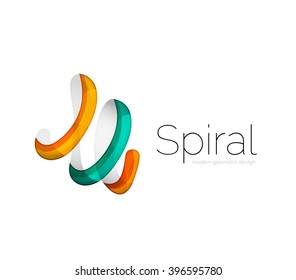 Modern vector ribbon logo, multicolored curve line with transparent elements. Business swirl icon