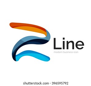 Modern vector ribbon logo, multicolored curve line with transparent elements. Business swirl icon
