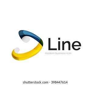 Modern vector ribbon logo, multicolored curve line with transparent elements. Business swirl icon