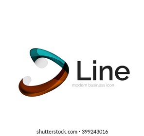 Modern vector ribbon logo, multicolored curve line with transparent elements. Business swirl icon