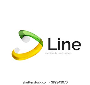Logotipo de cinta vectorial moderno, línea de curva multicolor con elementos transparentes. Icono de giro comercial