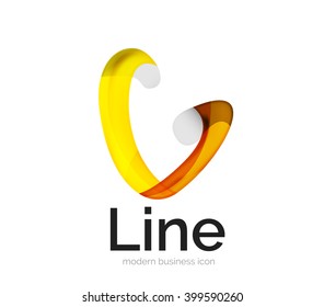Modern vector ribbon logo, multicolored curve line with transparent elements. Business swirl icon