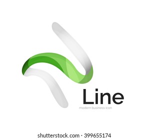 Logotipo de cinta vectorial moderno, línea de curva multicolor con elementos transparentes. Icono de giro comercial
