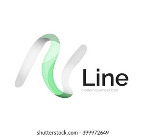Modern vector ribbon logo, multicolored curve line with transparent elements. Business swirl icon
