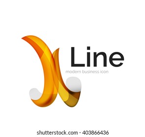 Logotipo de cinta vectorial moderno, línea de curva multicolor con elementos transparentes. Icono de giro comercial