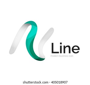 Modern vector ribbon logo, multicolored curve line with transparent elements. Business swirl icon