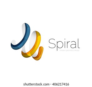 Modern vector ribbon logo, multicolored curve line with transparent elements. Business swirl icon