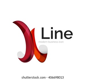 Modern vector ribbon logo, multicolored curve line with transparent elements. Business swirl icon