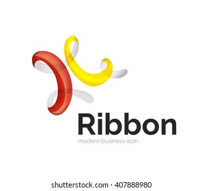 Modernes Vektorband-Logo, mehrfarbige Linie mit transparenten Elementen. Business Swirl Symbol