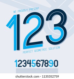 Modern vector rounded digits, trendy numerals made with white lines, can be used as business logo design element