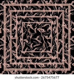 Design moderno vetor cachecol com padrão floral desenhado à mão em cores quentes. Impressão de acessório monocromática elegante, perfeita para tecidos de moda, têxteis e design de superfície