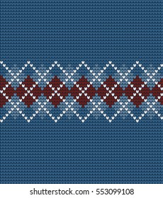 Modern vector seamless knitted pattern in rhombus