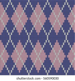 Modern vector seamless knitted pattern in rhombus