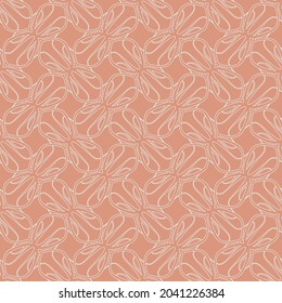 Modern vector seamless pattern with abstract geometric flower shapes. Line texture on orange background suitable for fashion fabric, wallpaper, interior decoration, packaging and stationery. 