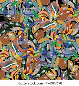 Modern vector seamless pattern background wallpaper illustration with hand drawn colorful abstract flowers, ornaments..Floral paisleys Floral pattern.Flowers pattern.Flowers background.Flowers pattern