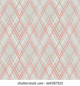 Modern vector seamless pattern with chevron stripes. Ikat fabric style geometric repeat in retro pastel colors.