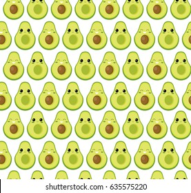 Modern vector seamless pattern with cute avocado characters. All elements are  hidden under mask. Pattern are not cropped and can be edited