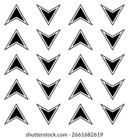 A modern vector seamless pattern featuring repeating geometric arrows. Ideal for backgrounds, web, packaging, fabric, or design projects.