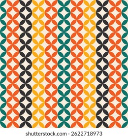 Modern, vector, seamless pattern with floral motif, retro style